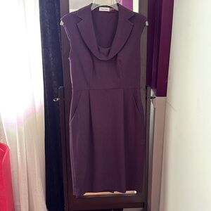 Calvin Klein Sleeveless Cowl Neck Midi Dress in Plum